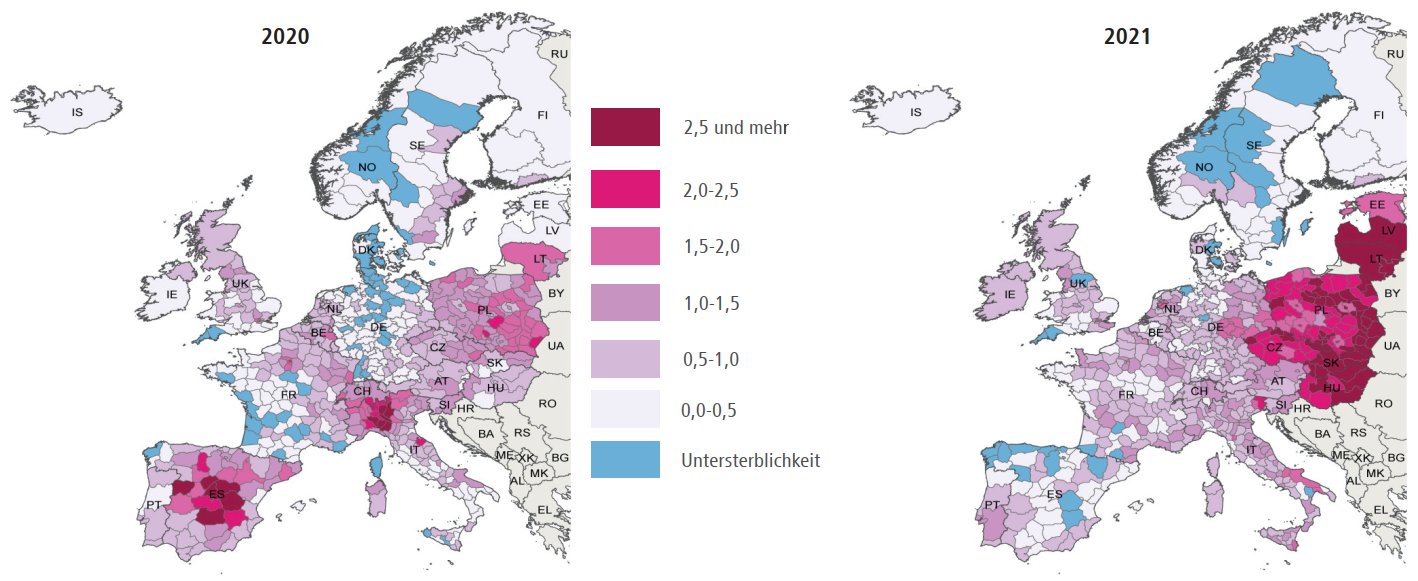 Verluste an Lebenserwartung (in Jahren)
